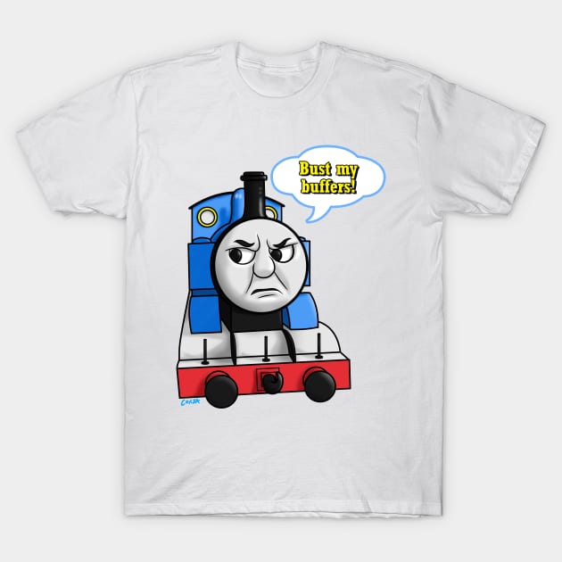 "Bust My Buffers" Thomas T-Shirt by corzamoon